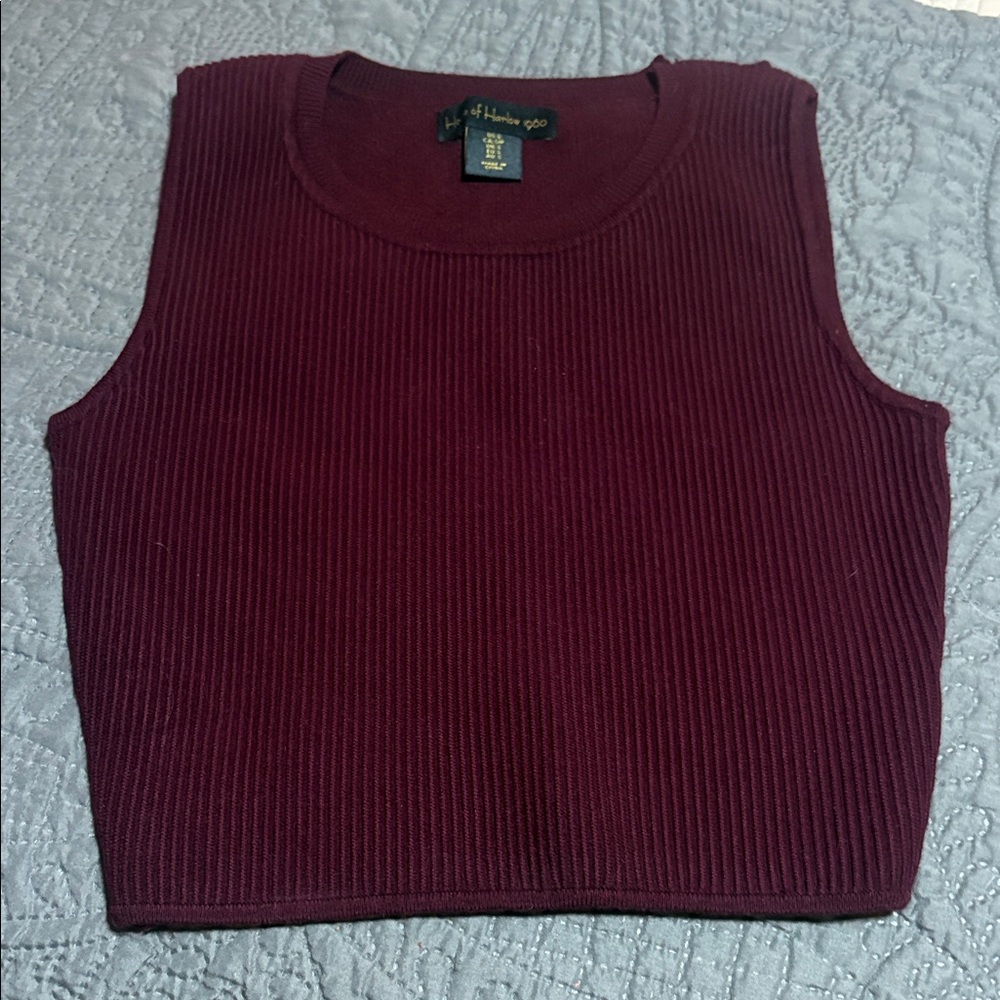 House of Harlow 1960 Ribbed Crop Tank - Burgundy